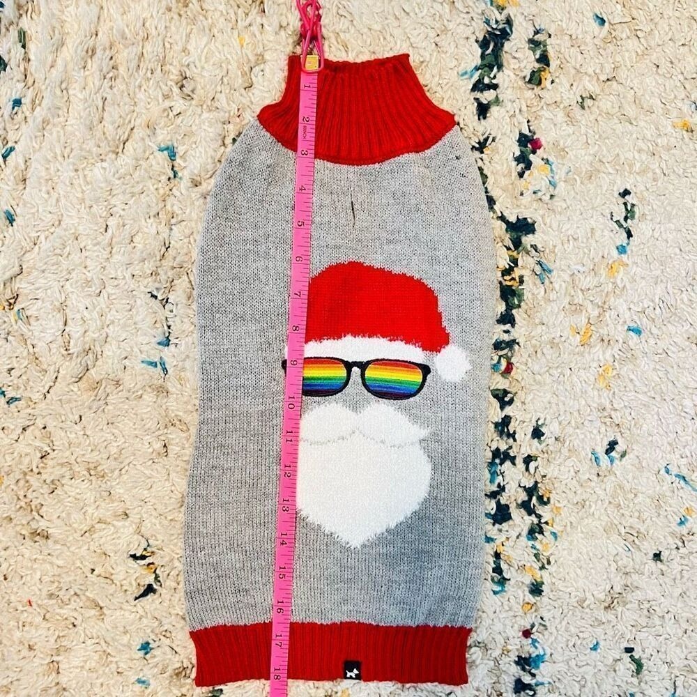 HOTEL DOGGY Pride Santa Dog Sweater, Red/Gray, Gay Pride, Medium, NWT - Picture 13 of 14